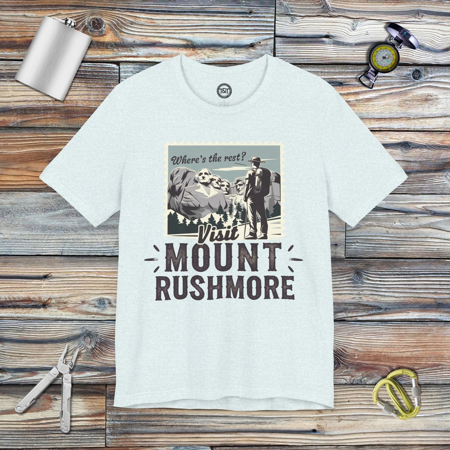 Tavern and Trail T-Shirt Visit Mount Rushmore T-Shirt Heather Ice Blue / S