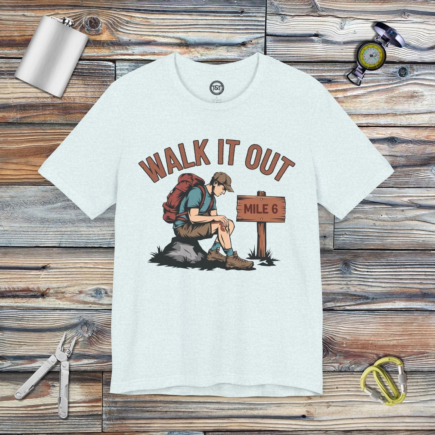 Tavern and Trail T-Shirt Walk It Out T-Shirt Heather Ice Blue / S