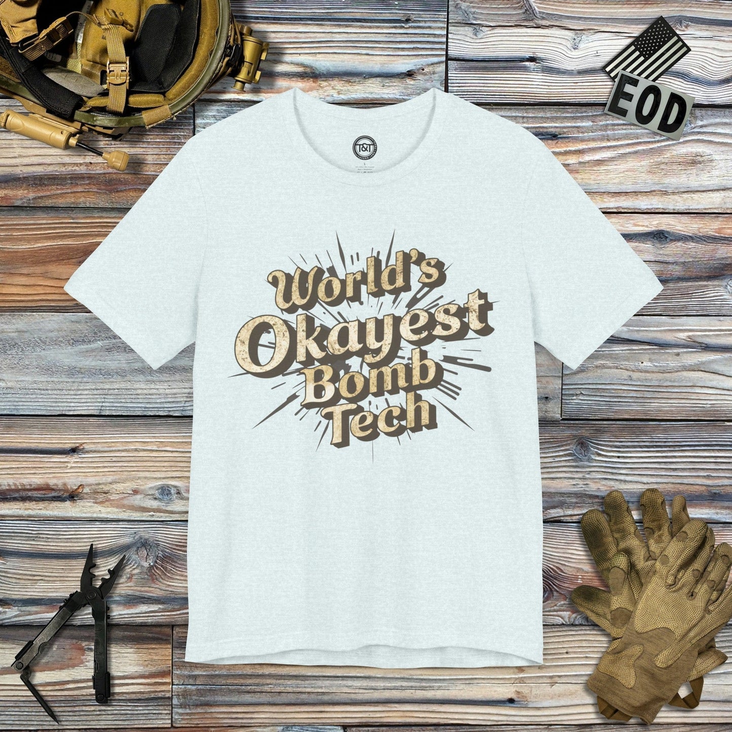 Tavern and Trail T-Shirt World's Okayest Bomb Tech (Gen 1) T-Shirt Heather Ice Blue / S