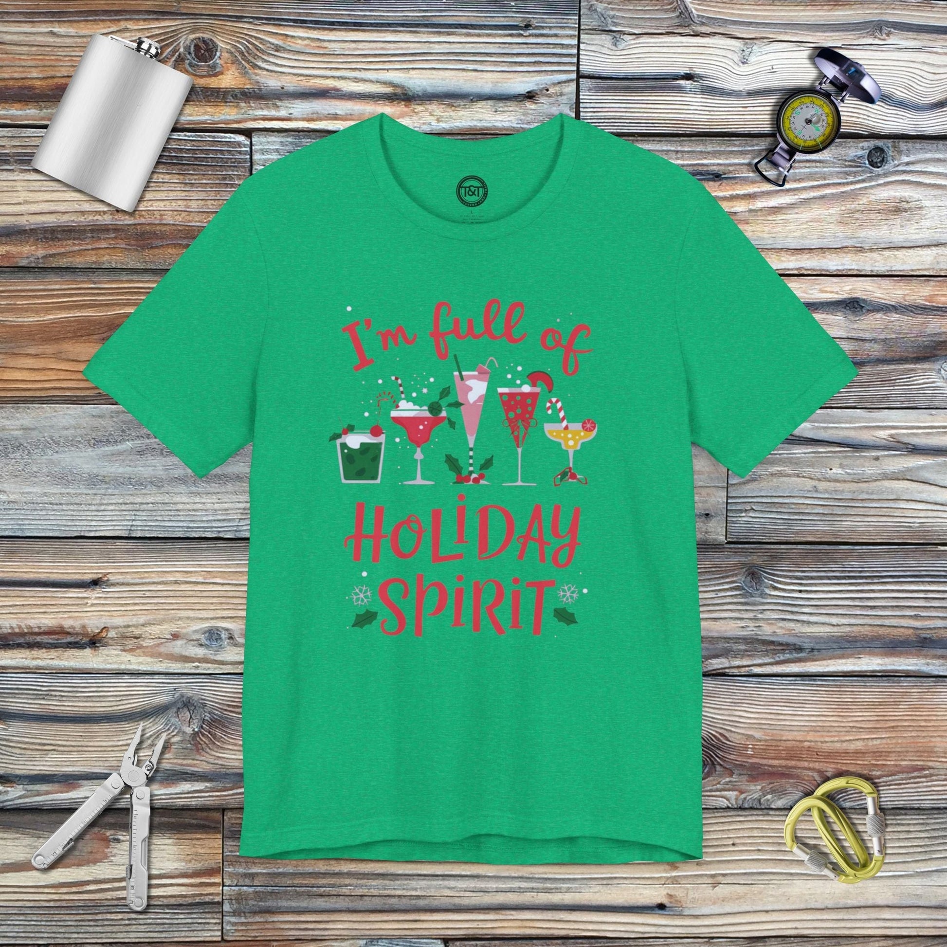 Tavern and Trail T-Shirt Full of Holiday Spirit T-Shirt Heather Kelly / S