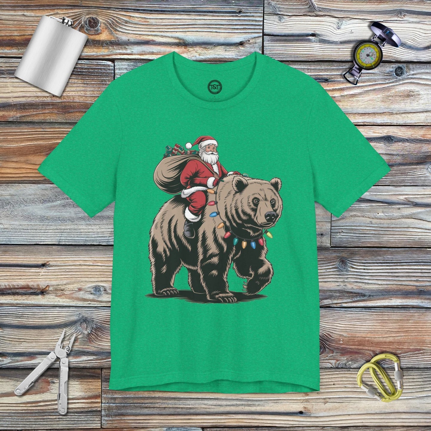 Tavern and Trail T-Shirt Grizzly Clause T-Shirt Heather Kelly / S