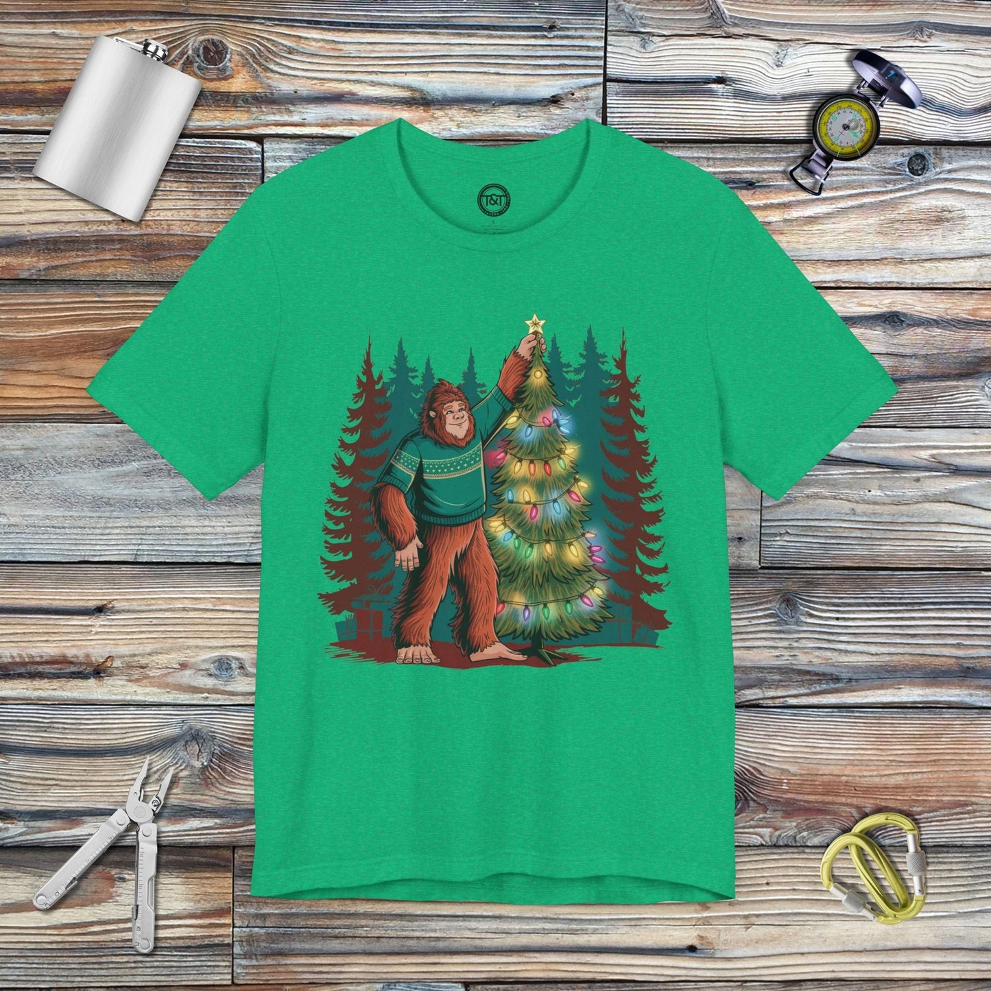 Tavern and Trail T-Shirt Merry Squatchmas T-Shirt Heather Kelly / S