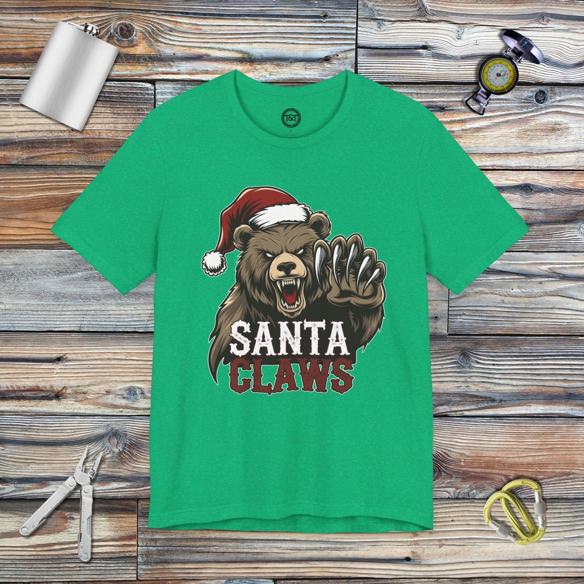 Tavern and Trail T-Shirt Santa Claws T-Shirt Heather Kelly / S