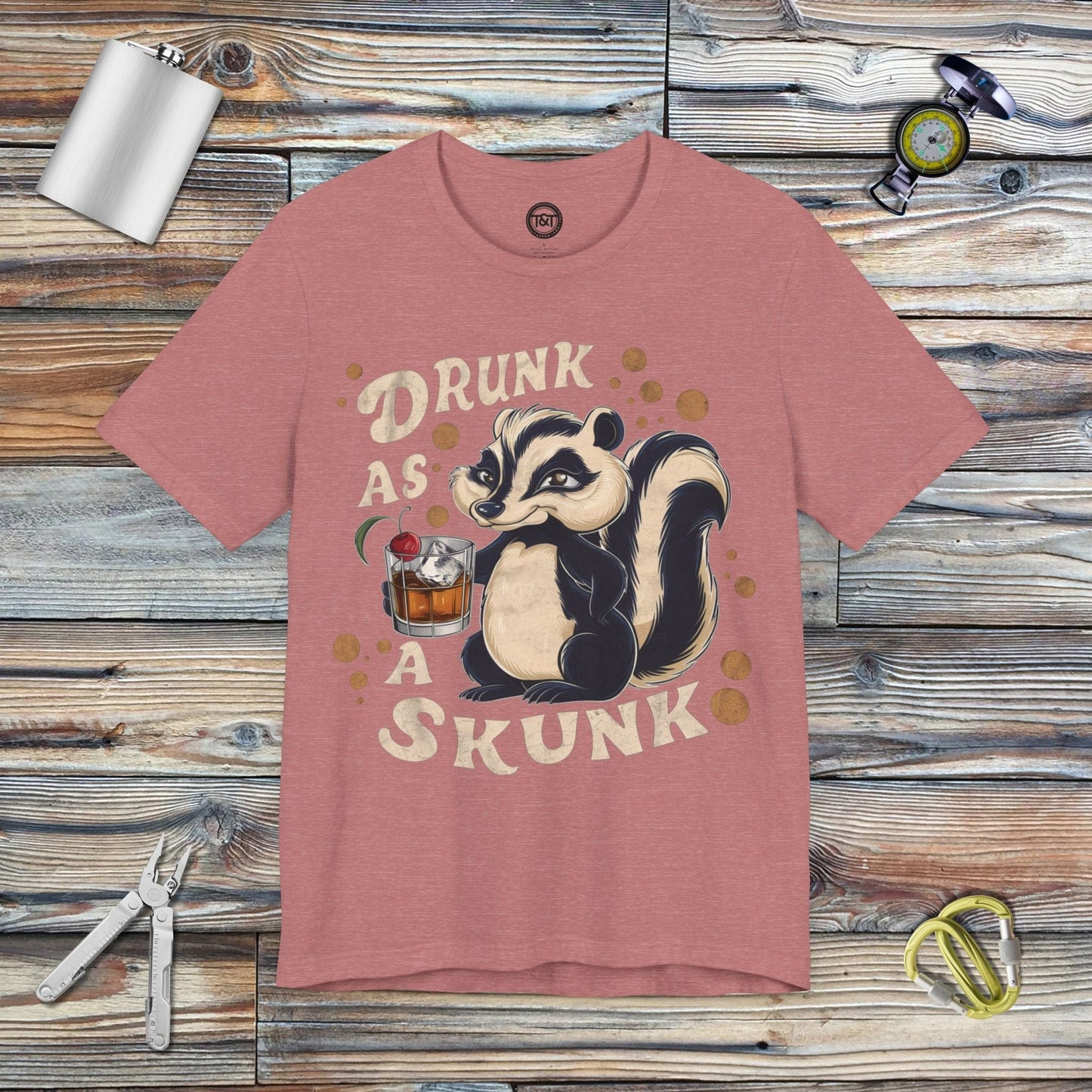 Tavern and Trail T-Shirt Drunk as a Skunk T-Shirt Heather Mauve / S