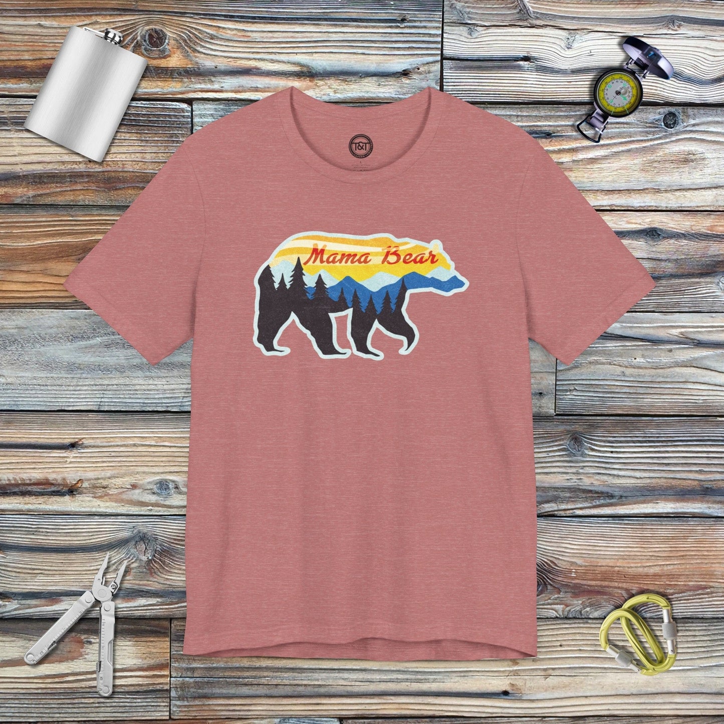 Tavern and Trail T-Shirt Mama Bear T-Shirt Heather Mauve / S