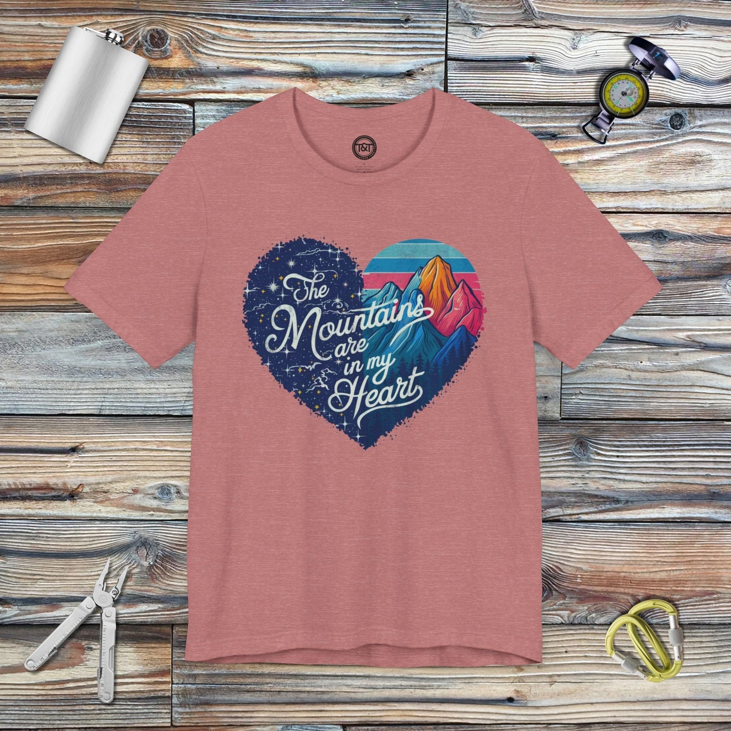 Tavern and Trail T-Shirt Mountain Heart T-Shirt Heather Mauve / S