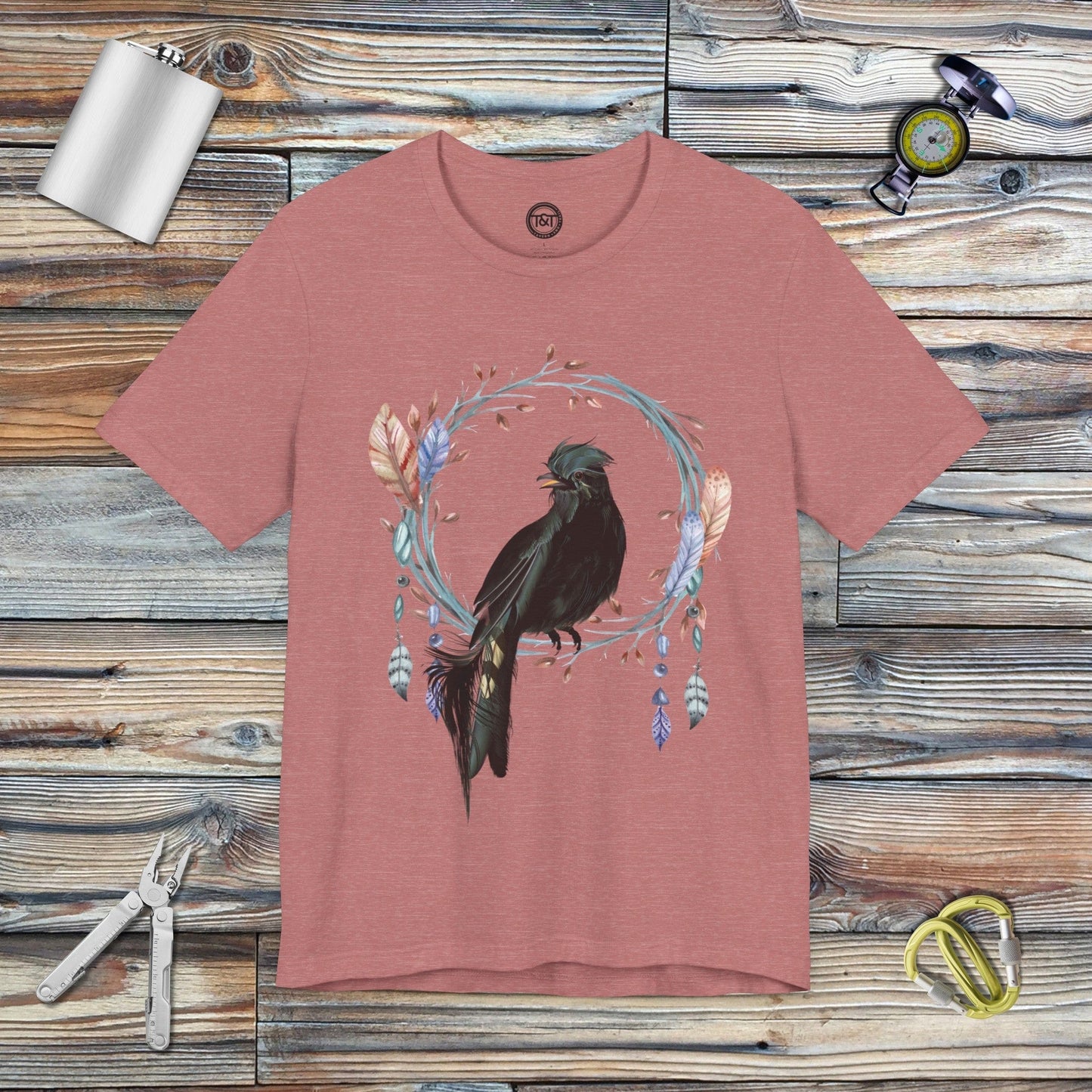 Tavern and Trail T-Shirt Raven's Wreath T-Shirt Heather Mauve / S