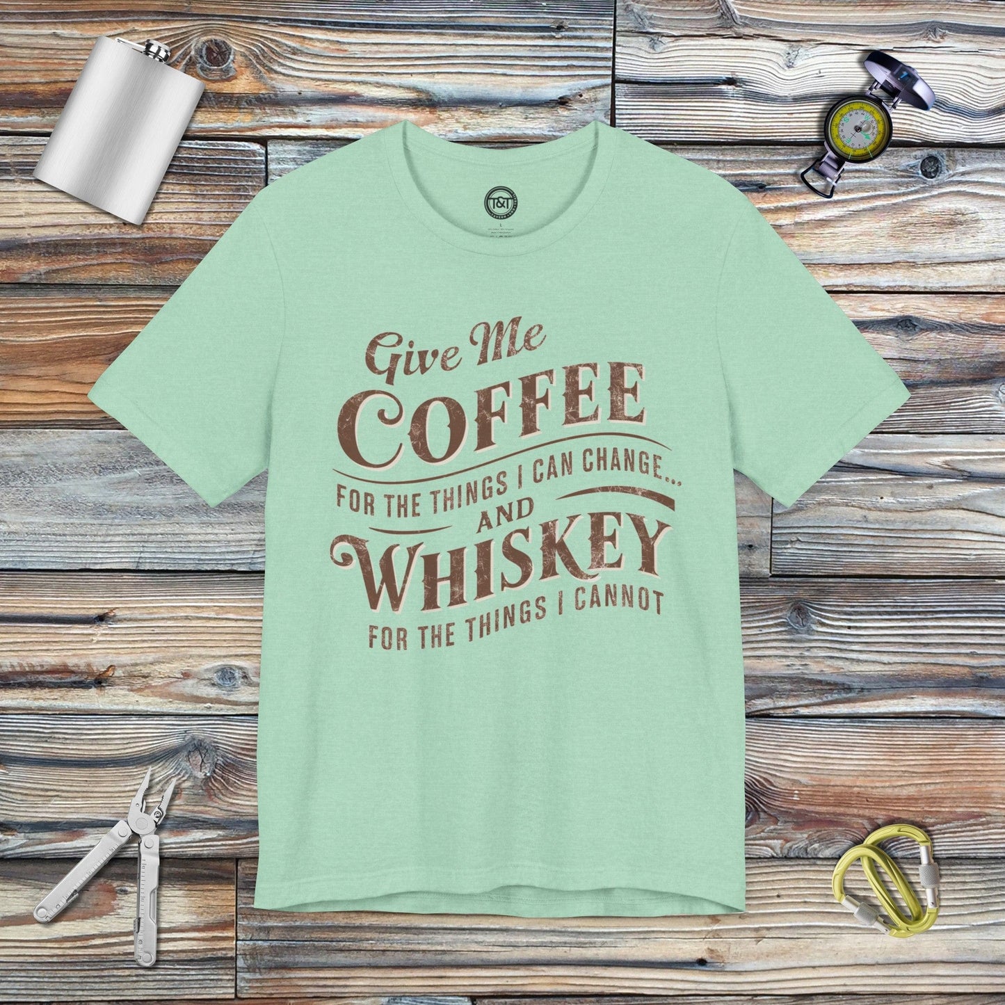 Tavern and Trail T-Shirt Coffee or Whiskey T-Shirt Heather Mint / S