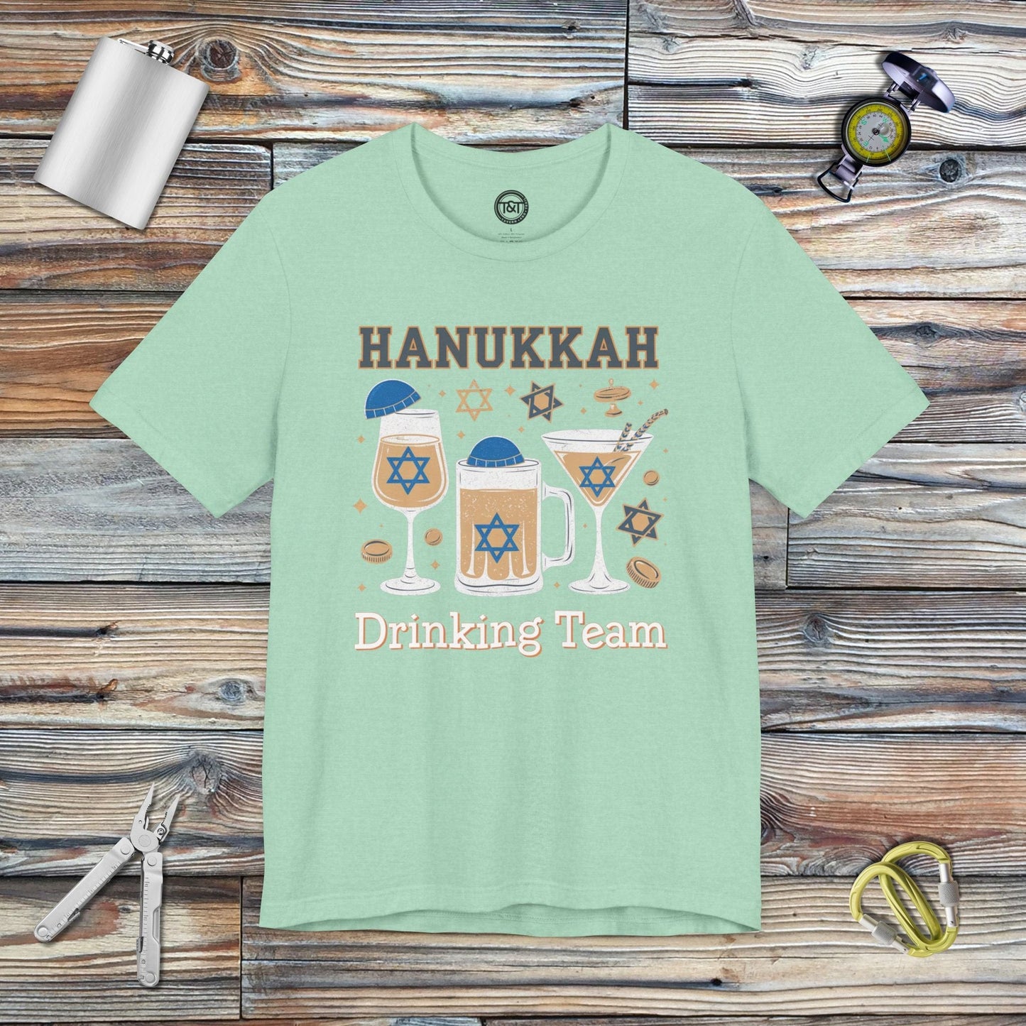 Tavern and Trail T-Shirt Hanukkah Drinking Team T-Shirt Heather Mint / S