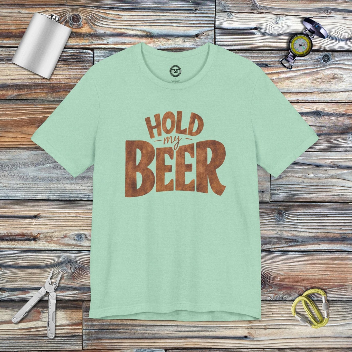 Tavern and Trail T-Shirt Hold My Beer T-Shirt Heather Mint / S