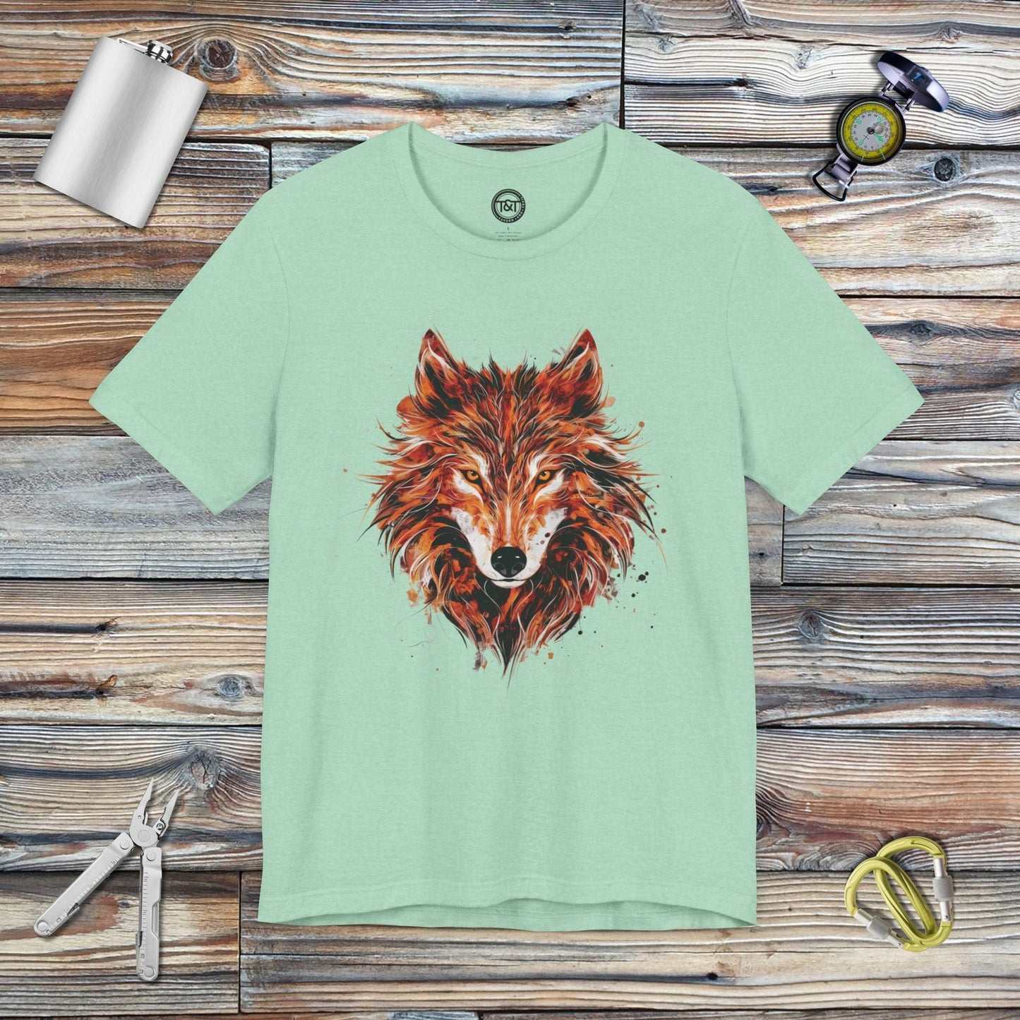 Tavern and Trail T-Shirt Red Wolf T-Shirt Heather Mint / S