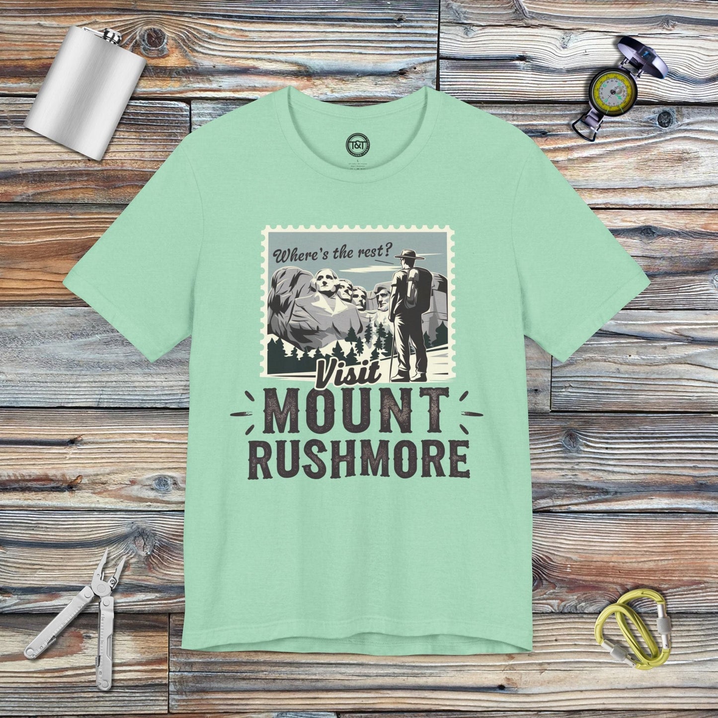 Tavern and Trail T-Shirt Visit Mount Rushmore T-Shirt Heather Mint / S