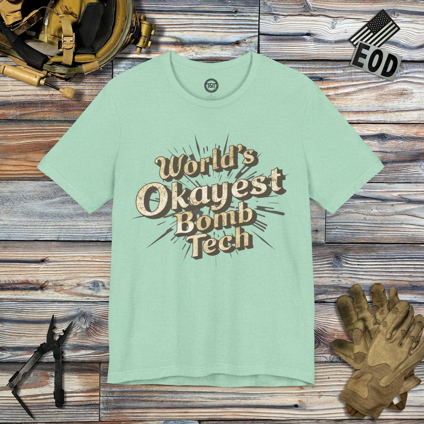 Tavern and Trail T-Shirt World's Okayest Bomb Tech (Gen 1) T-Shirt Heather Mint / S