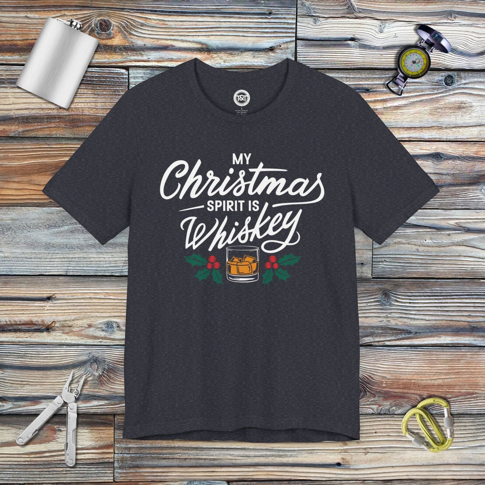 Tavern and Trail T-Shirt Christmas Whiskey T-Shirt Heather Navy / S