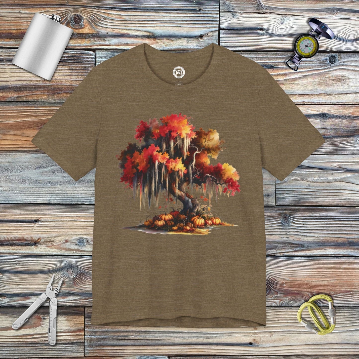 Tavern and Trail T-Shirt Autumn Tree T-Shirt Heather Olive / S