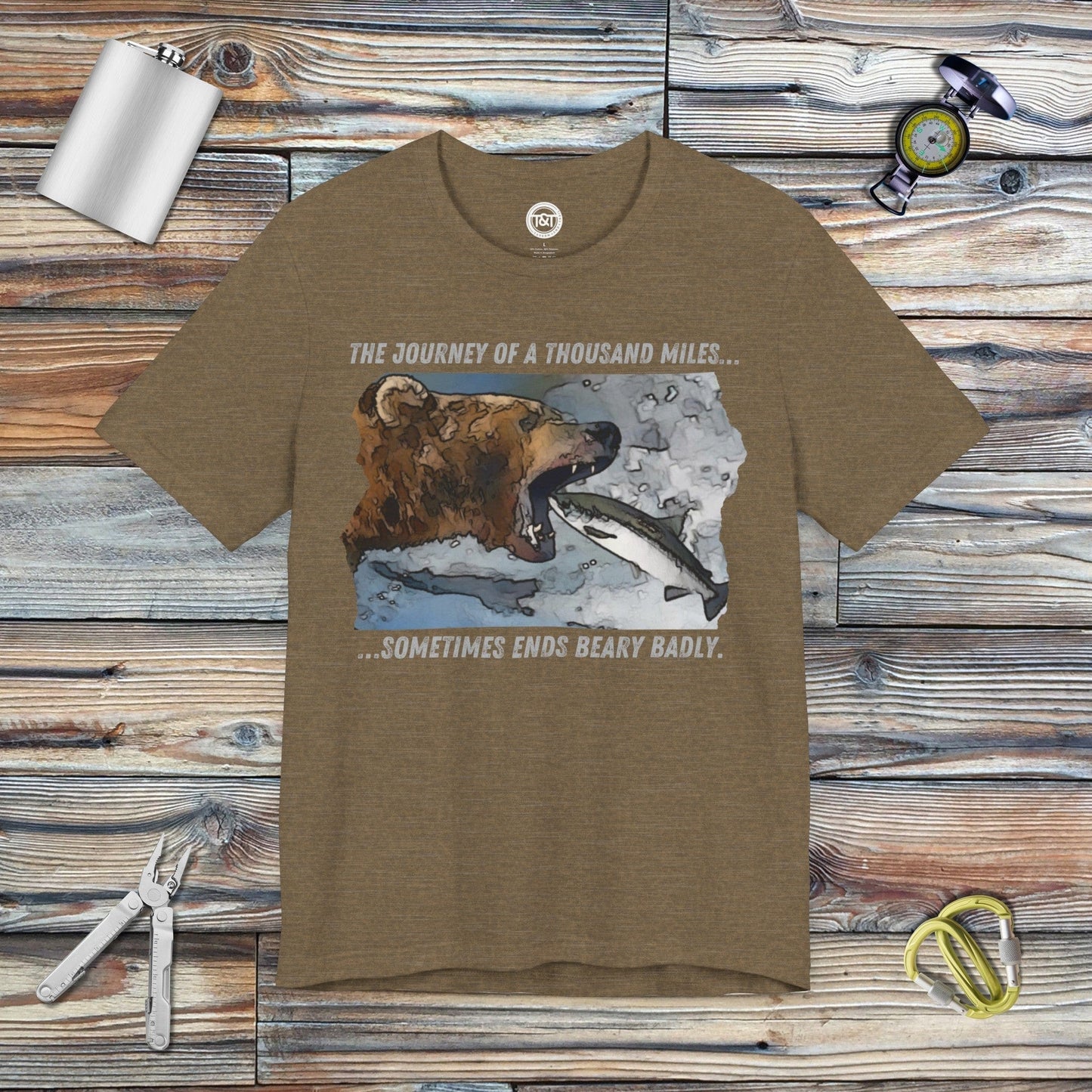 Tavern and Trail T-Shirt Beary Bad Journey T-Shirt Heather Olive / S