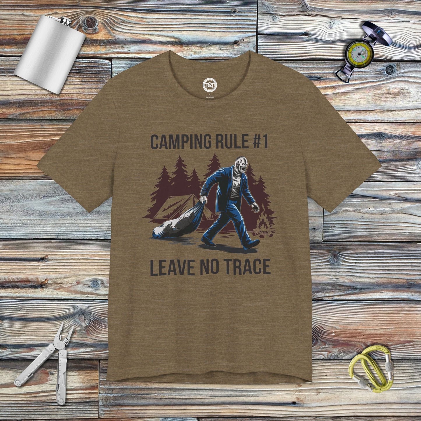 Tavern and Trail T-Shirt Camping Rule #1 T-Shirt Heather Olive / S