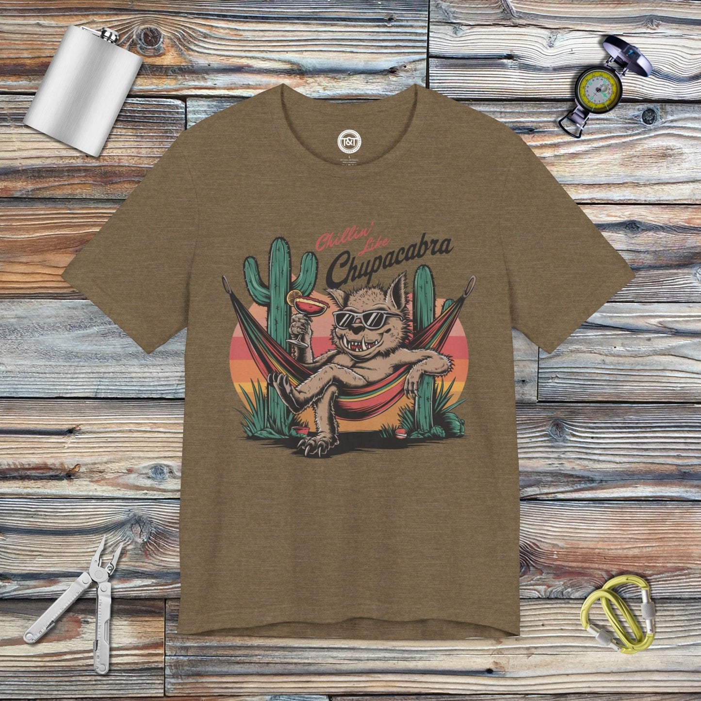 Tavern and Trail T-Shirt Chillin' Like Chupacabra T-Shirt Heather Olive / S