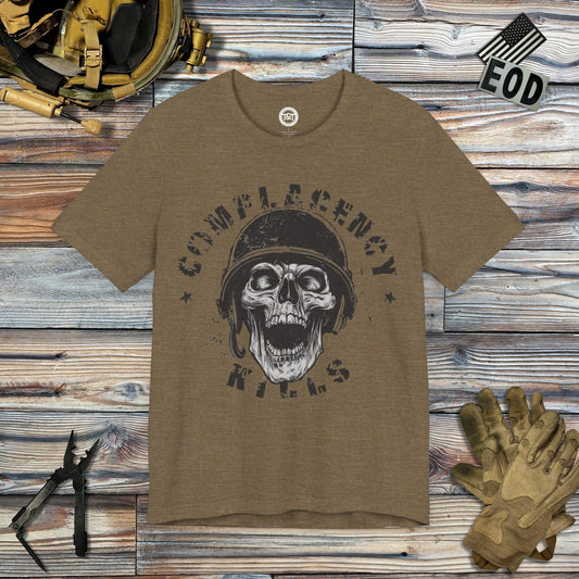 Tavern and Trail T-Shirt Complacency Kills T-Shirt Heather Olive / S