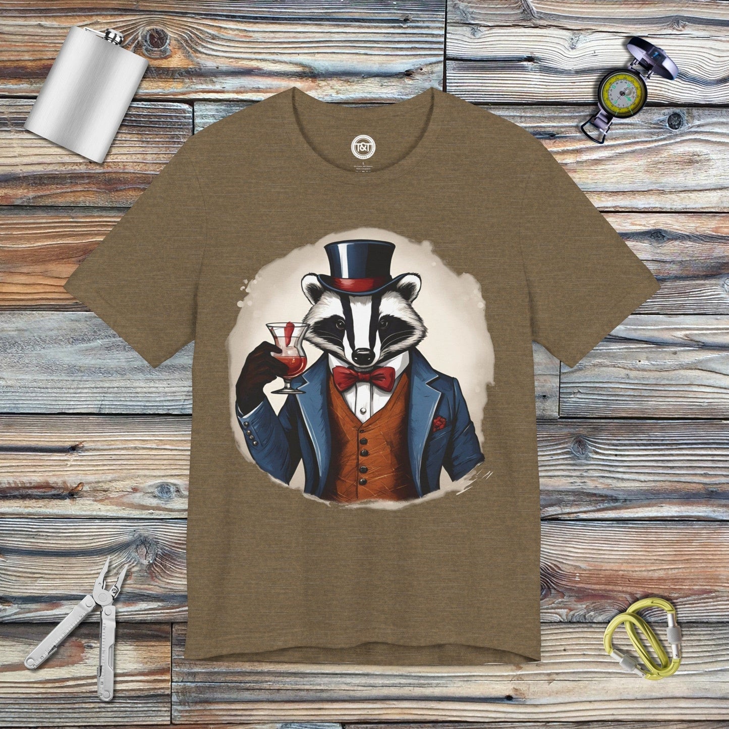 Tavern and Trail T-Shirt Gentleman Badger T-Shirt Heather Olive / S