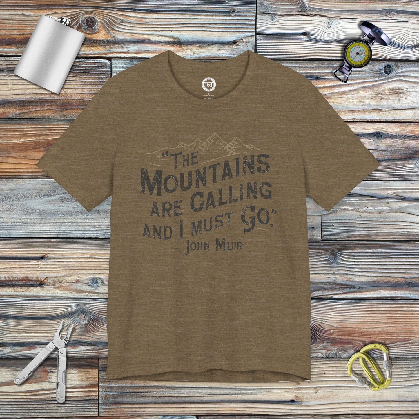 Tavern and Trail T-Shirt Muir Mountains T-Shirt Heather Olive / S