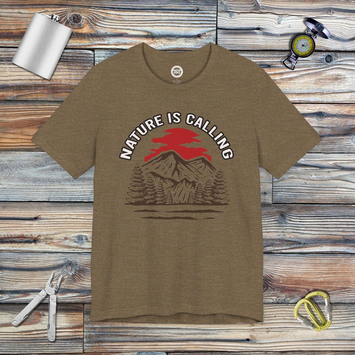 Tavern and Trail T-Shirt Nature is Calling T-Shirt Heather Olive / S