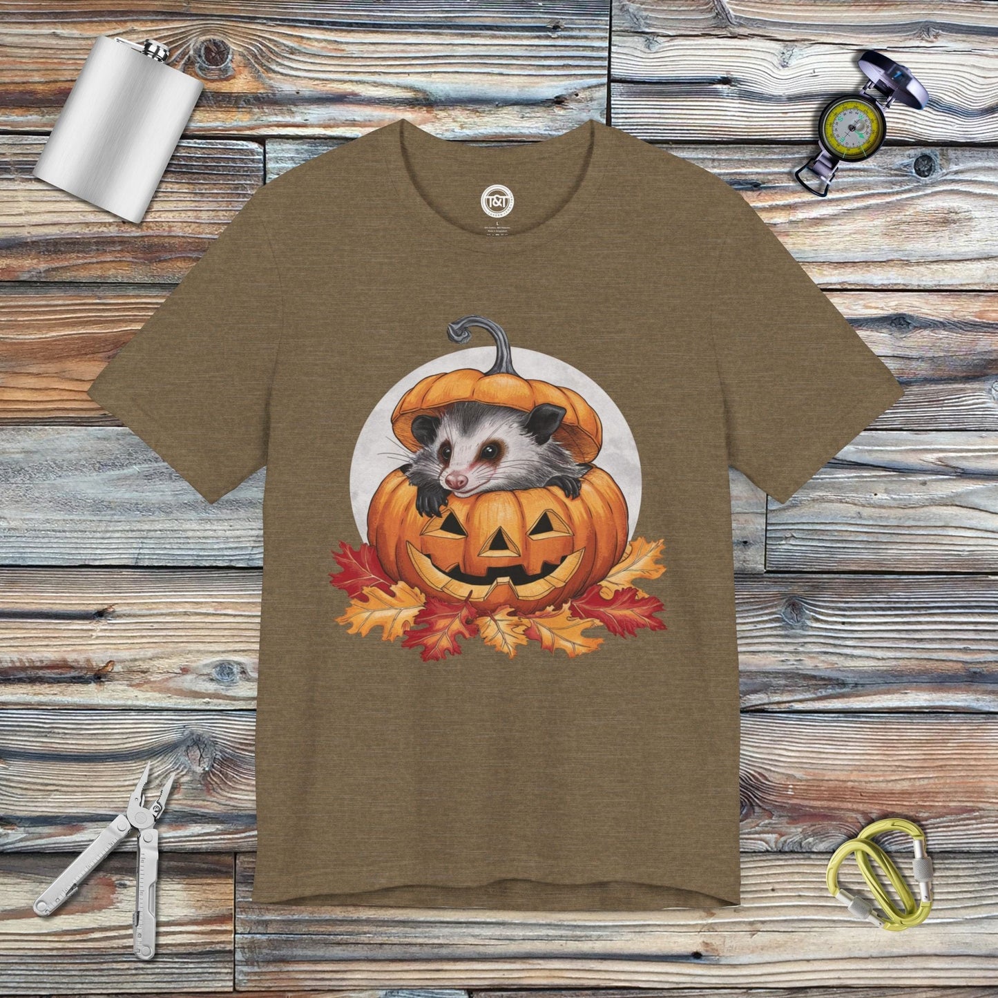 Tavern and Trail T-Shirt Pumpkin Possum T-Shirt Heather Olive / S