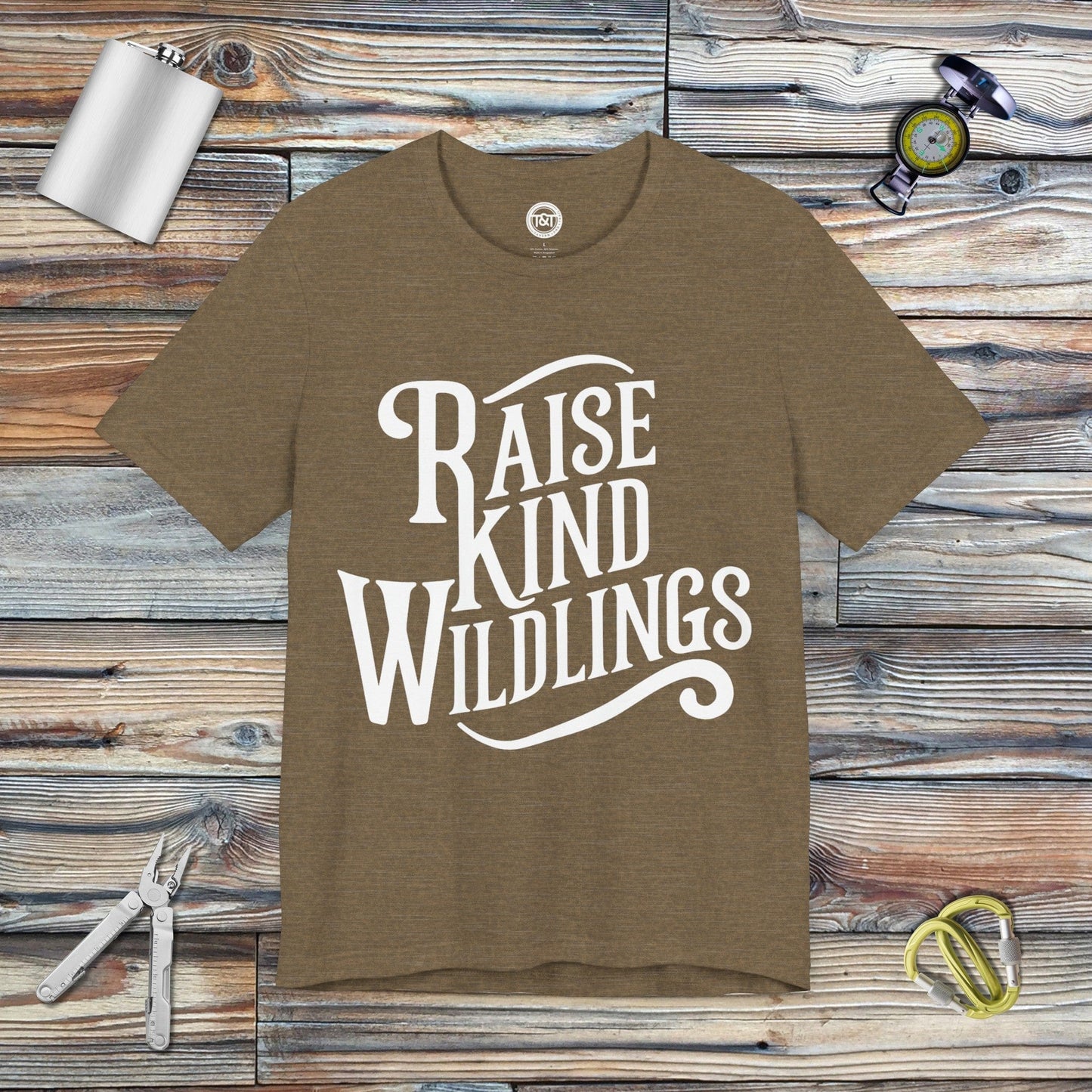 Tavern and Trail T-Shirt Raise Kind Wildlings T-Shirt Heather Olive / S