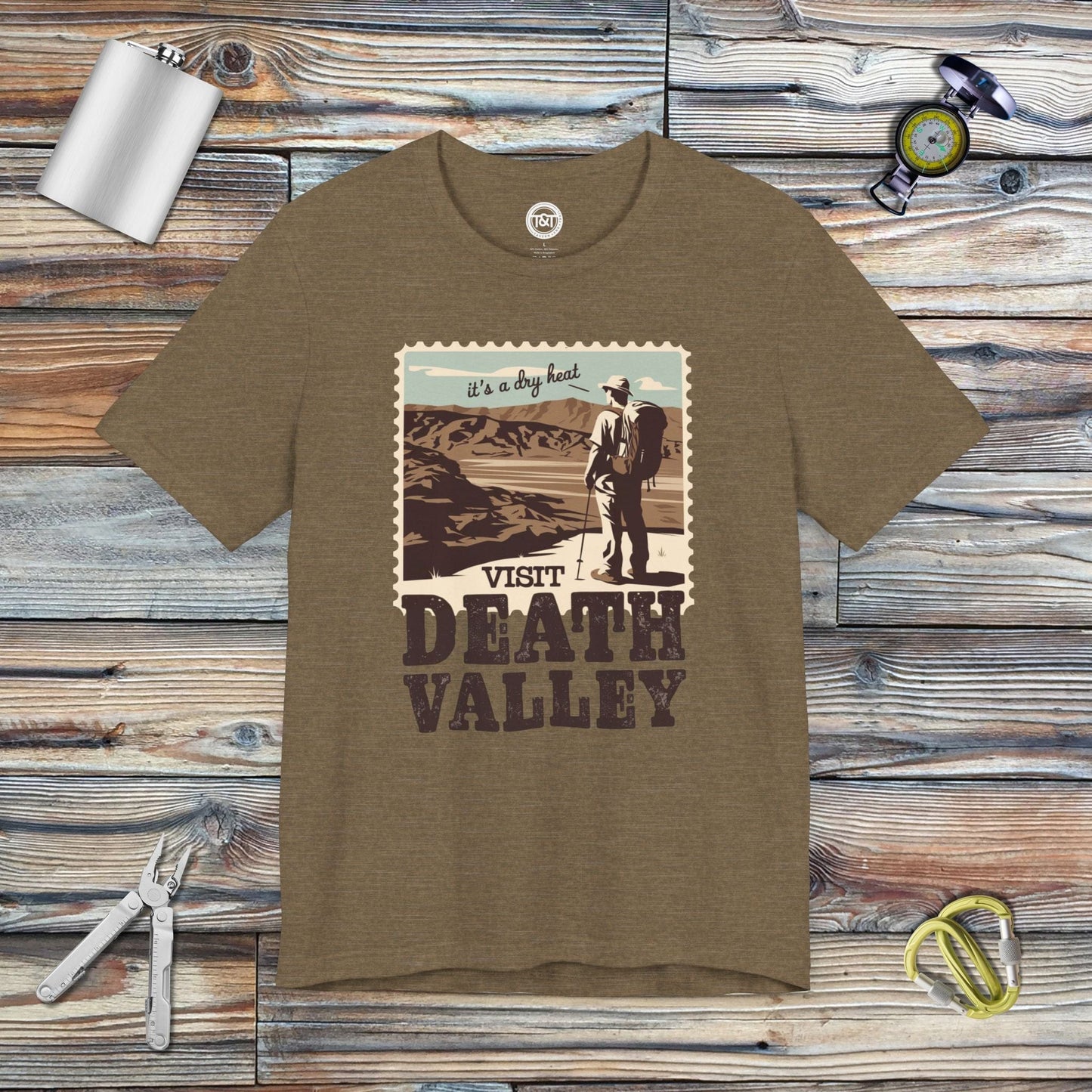 Tavern and Trail T-Shirt Visit Death Valley T-Shirt Heather Olive / S