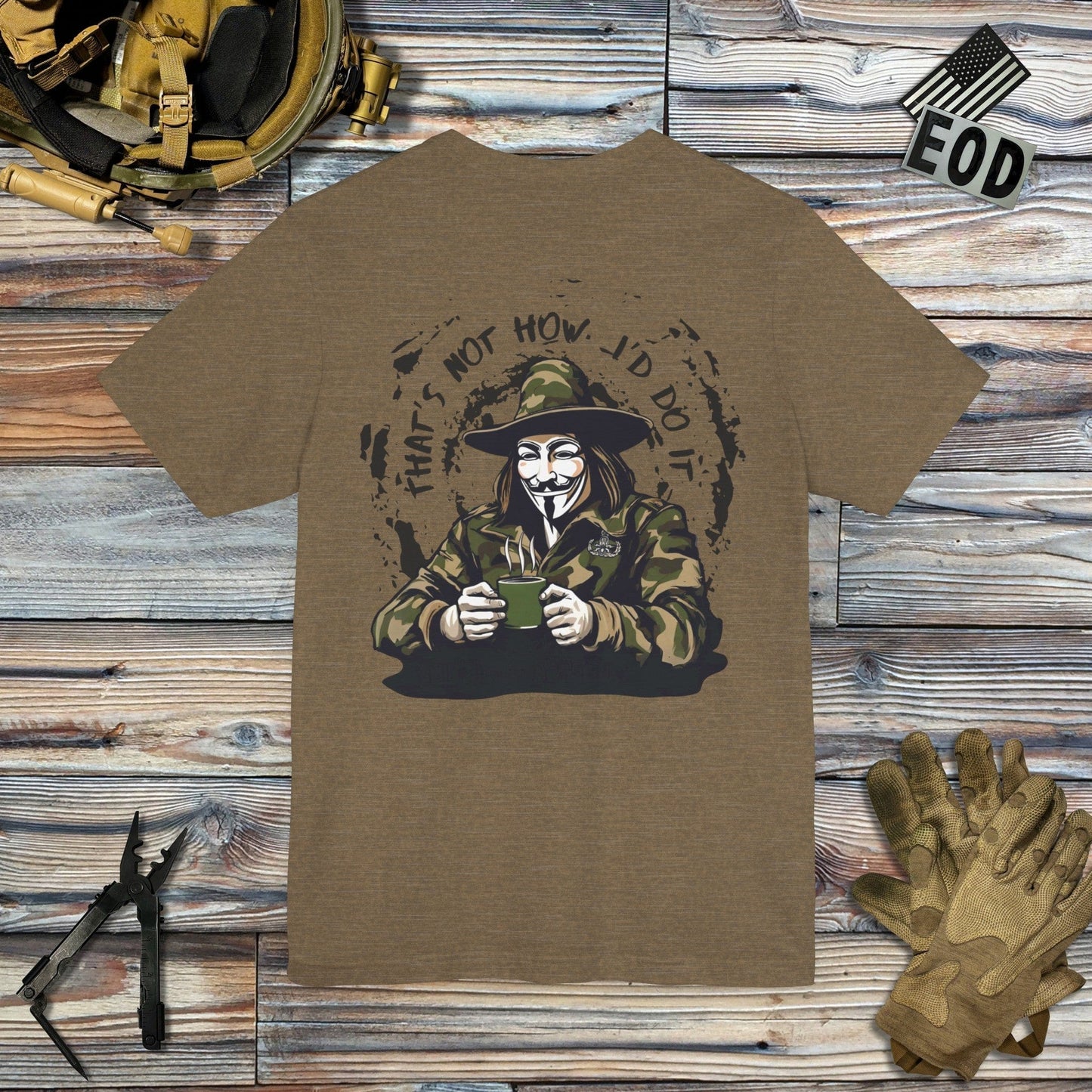 Tavern and Trail T-Shirt What the Fawkes Says (Back Print) T-Shirt Heather Olive / S