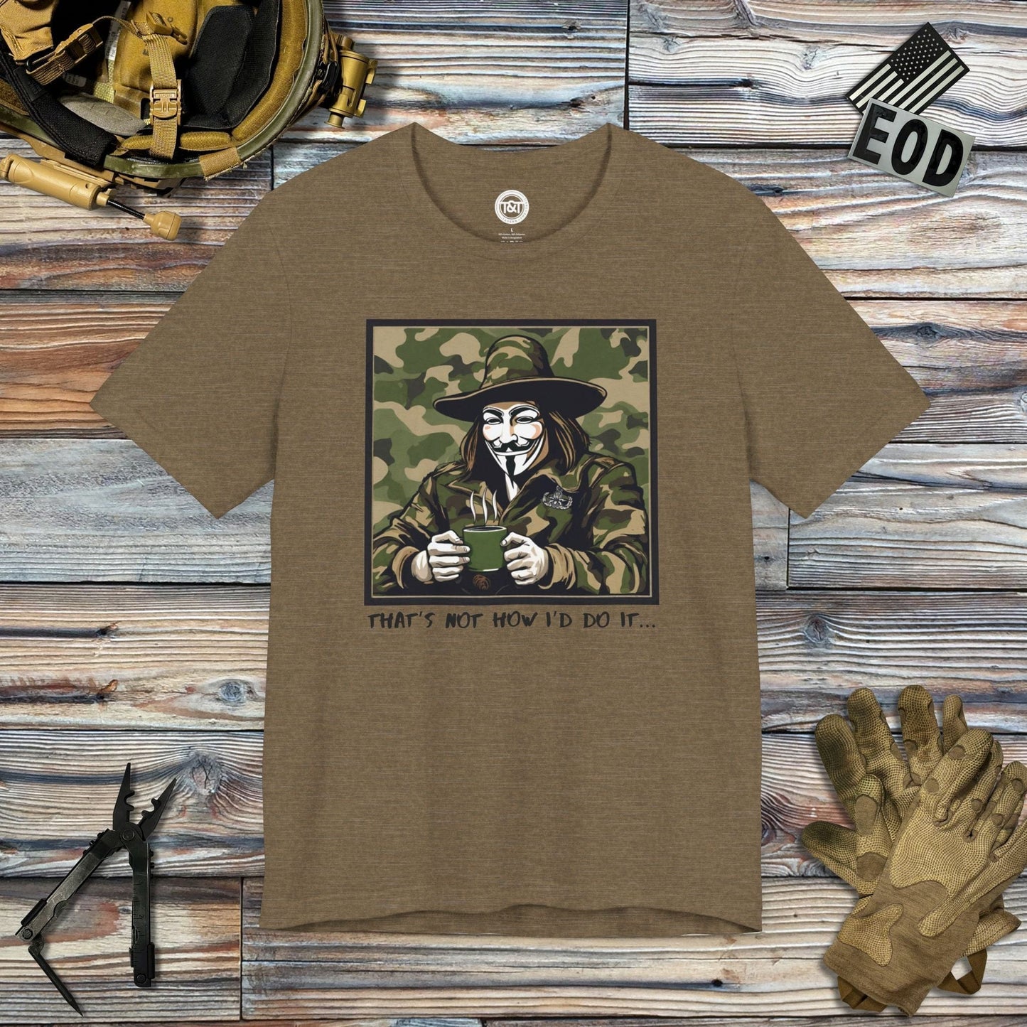 Tavern and Trail T-Shirt What the Fawkes Says (Camo) T-Shirt Heather Olive / S