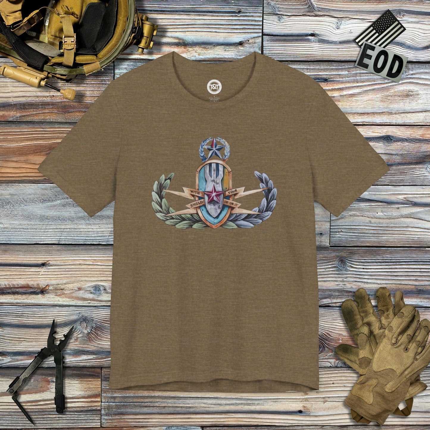 Tavern and Trail T-Shirt With Your Shield Crab T-Shirt Heather Olive / S