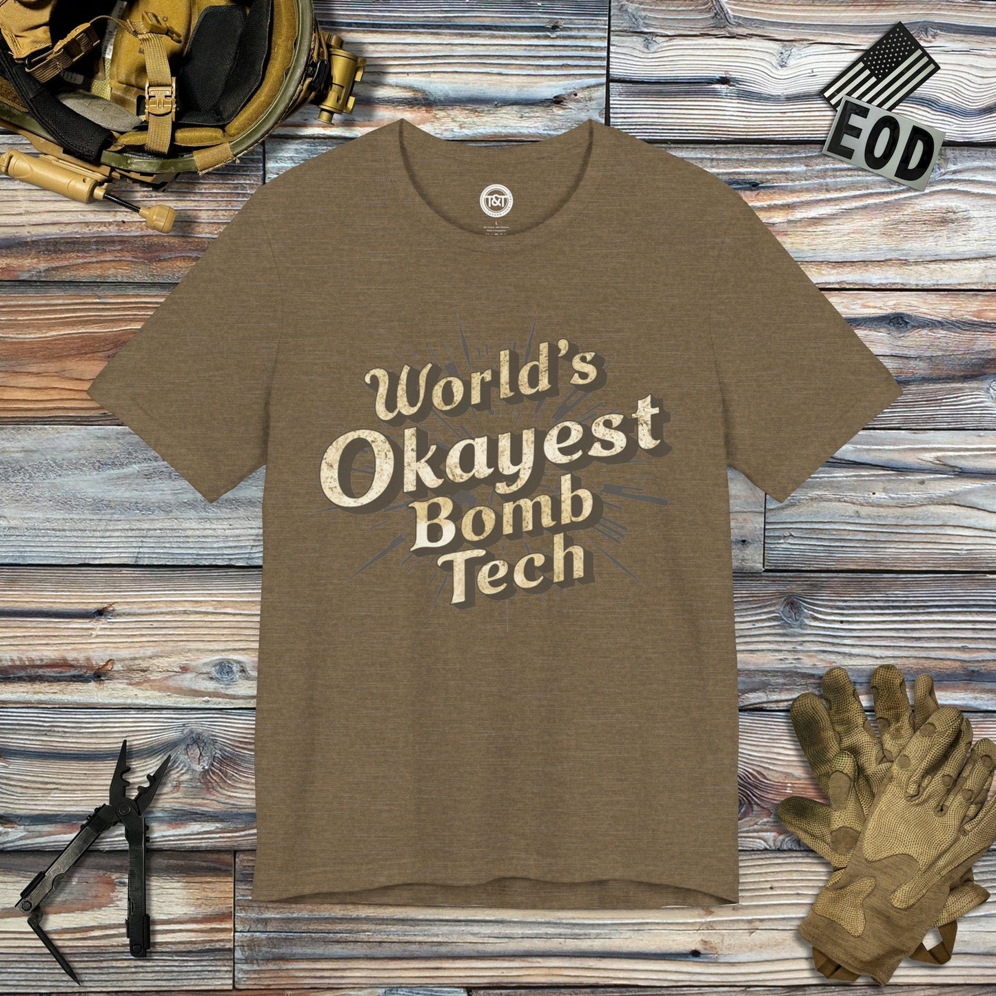 Tavern and Trail T-Shirt World's Okayest Bomb Tech (Gen 1) T-Shirt Heather Olive / S