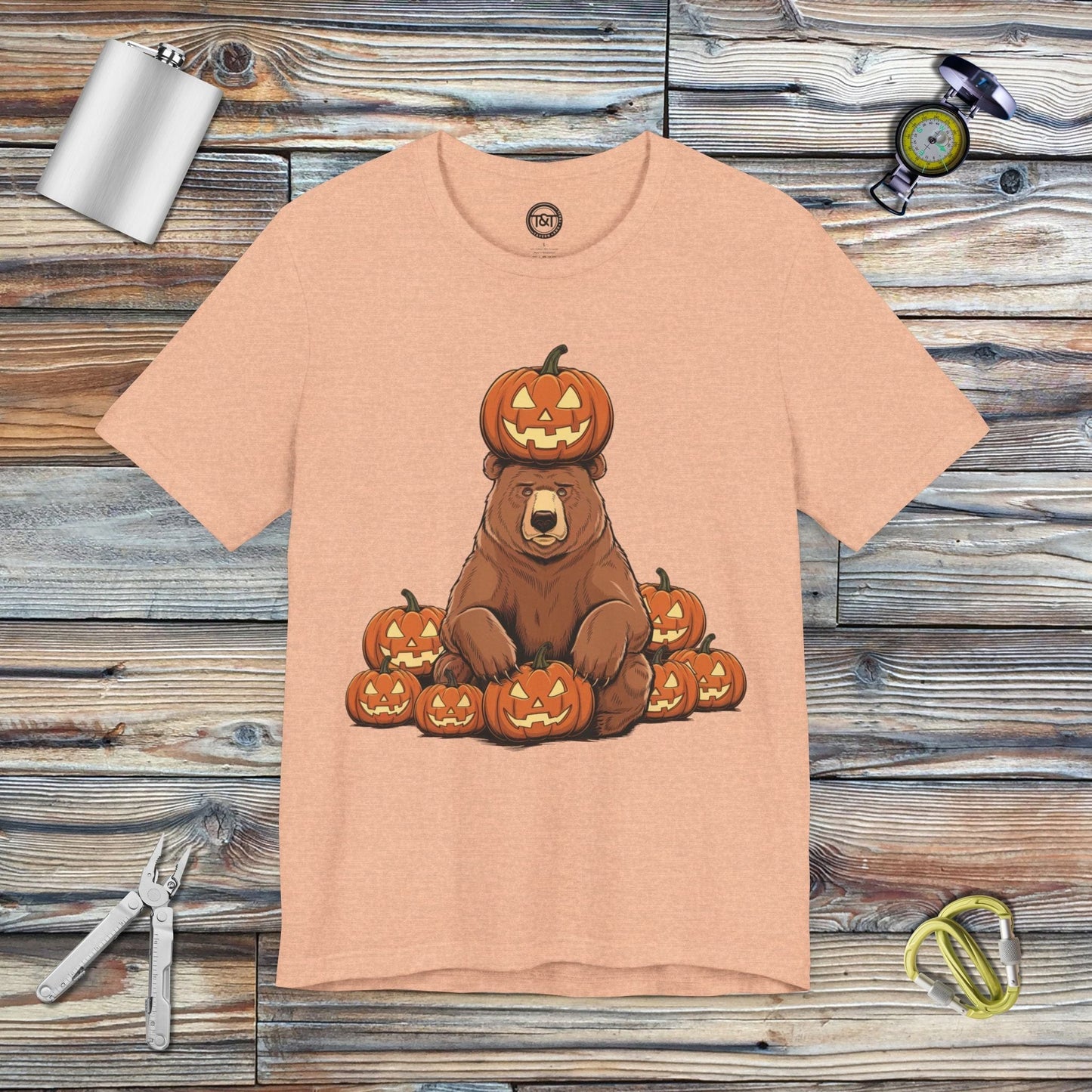 Tavern and Trail T-Shirt Bear-o-lantern T-Shirt Heather Peach / S