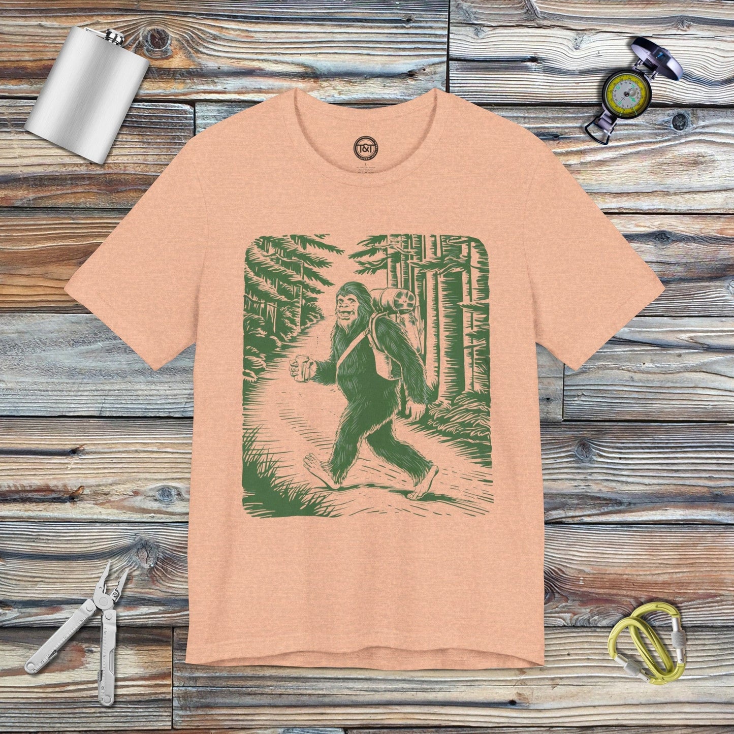 Tavern and Trail T-Shirt Bigfoot Brewski T-Shirt Heather Peach / S