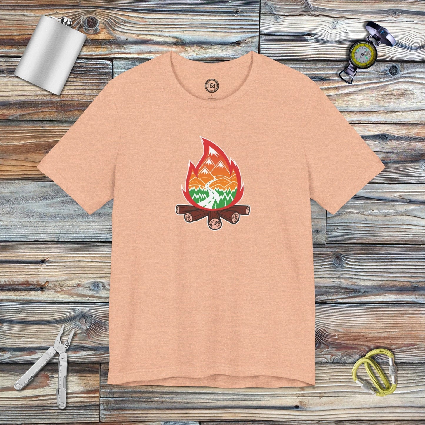 Tavern and Trail T-Shirt Campfire Icon T-Shirt Heather Peach / S