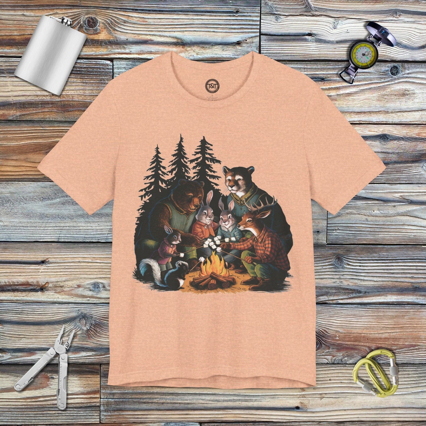 Tavern and Trail T-Shirt Campfire Tails T-Shirt Heather Peach / S