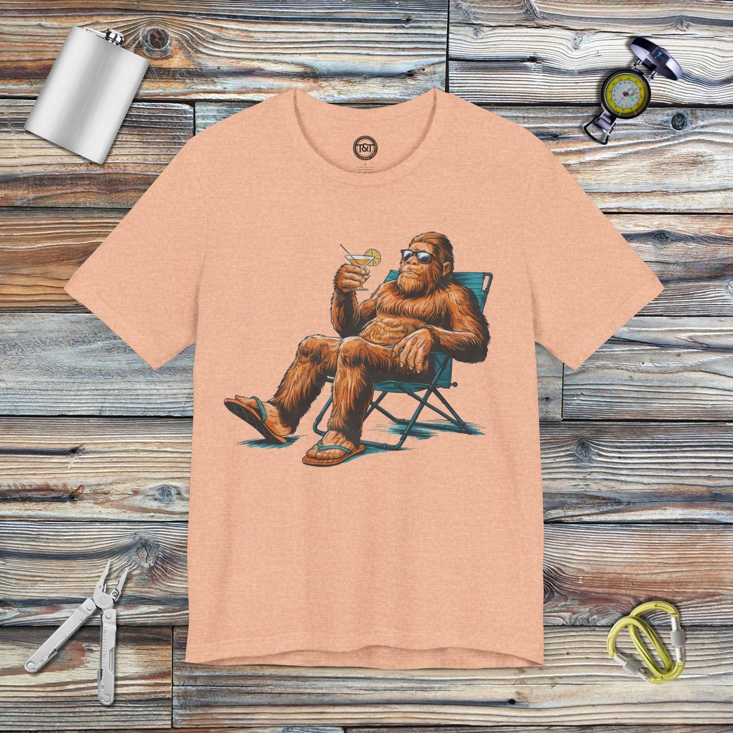 Tavern and Trail T-Shirt Chillin' with Sasquatch T-Shirt Heather Peach / S