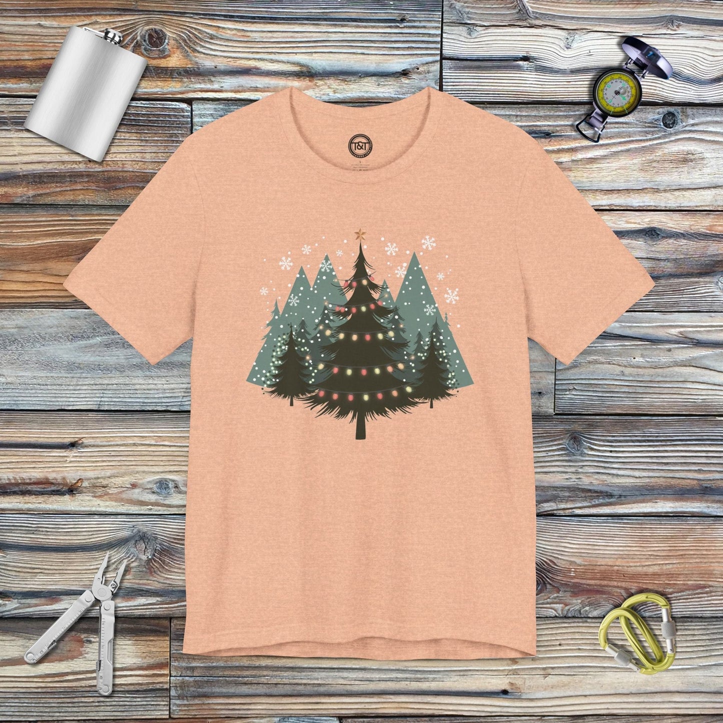 Tavern and Trail T-Shirt Christmas Tree Forest T-Shirt Heather Peach / S