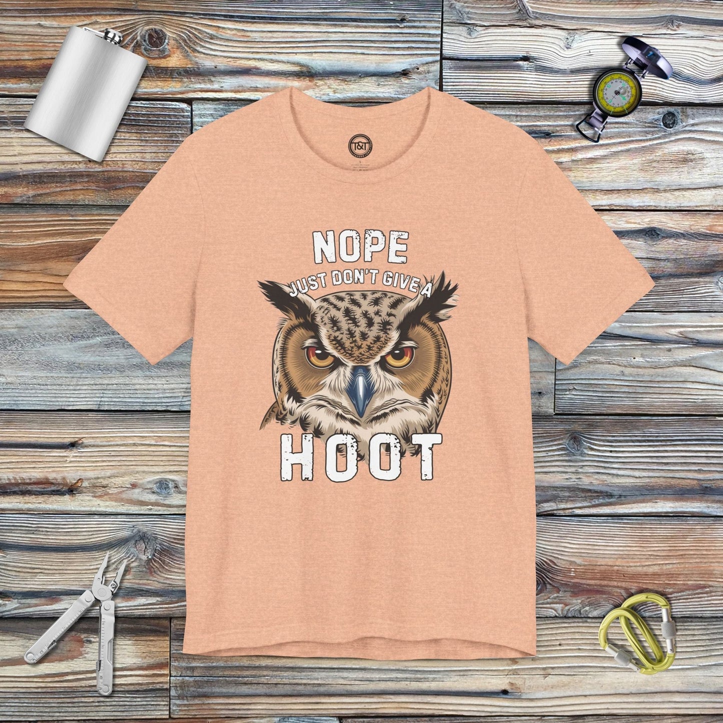 Tavern and Trail T-Shirt Don't Give a Hoot T-Shirt Heather Peach / S