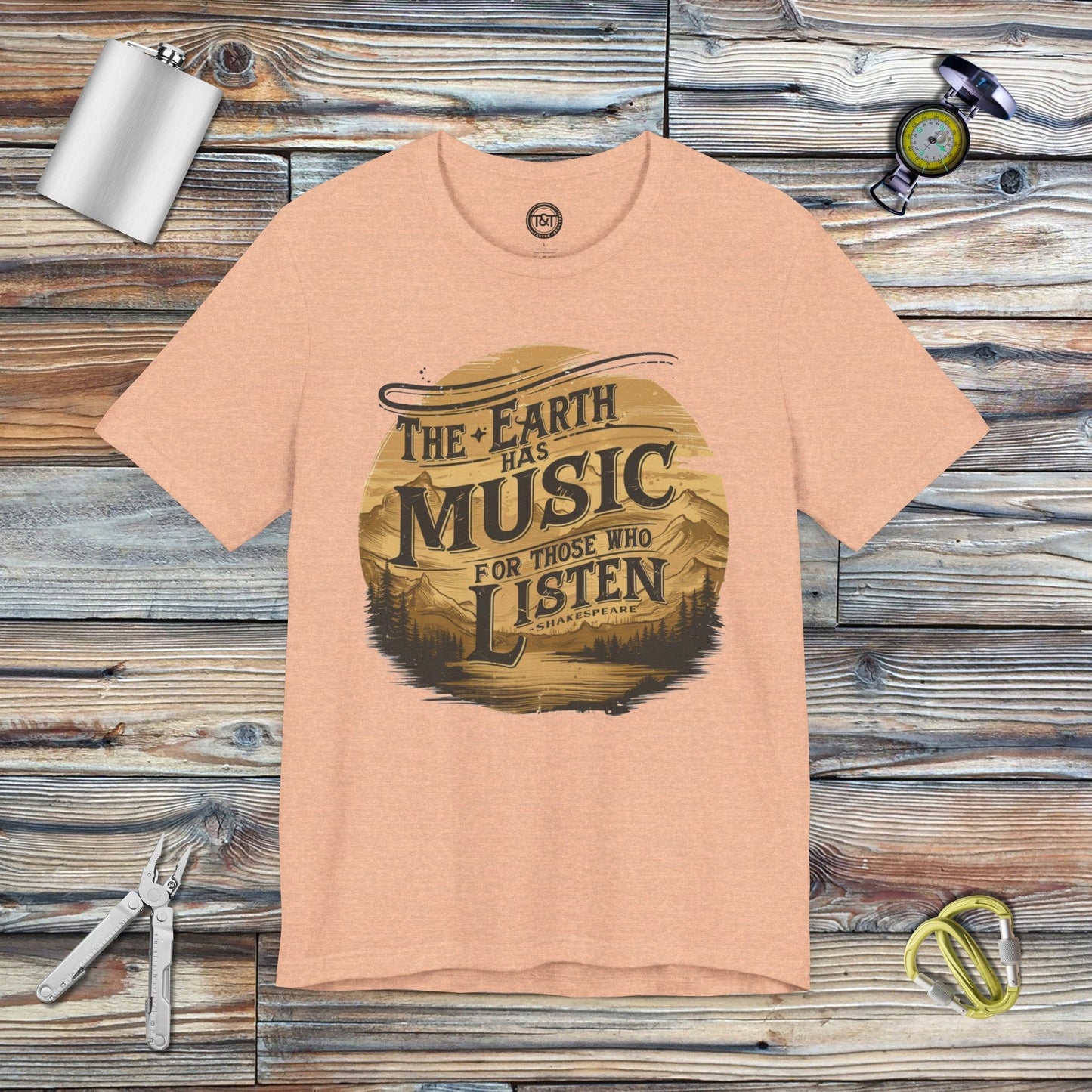 Tavern and Trail T-Shirt Earth's Music T-Shirt Heather Peach / S