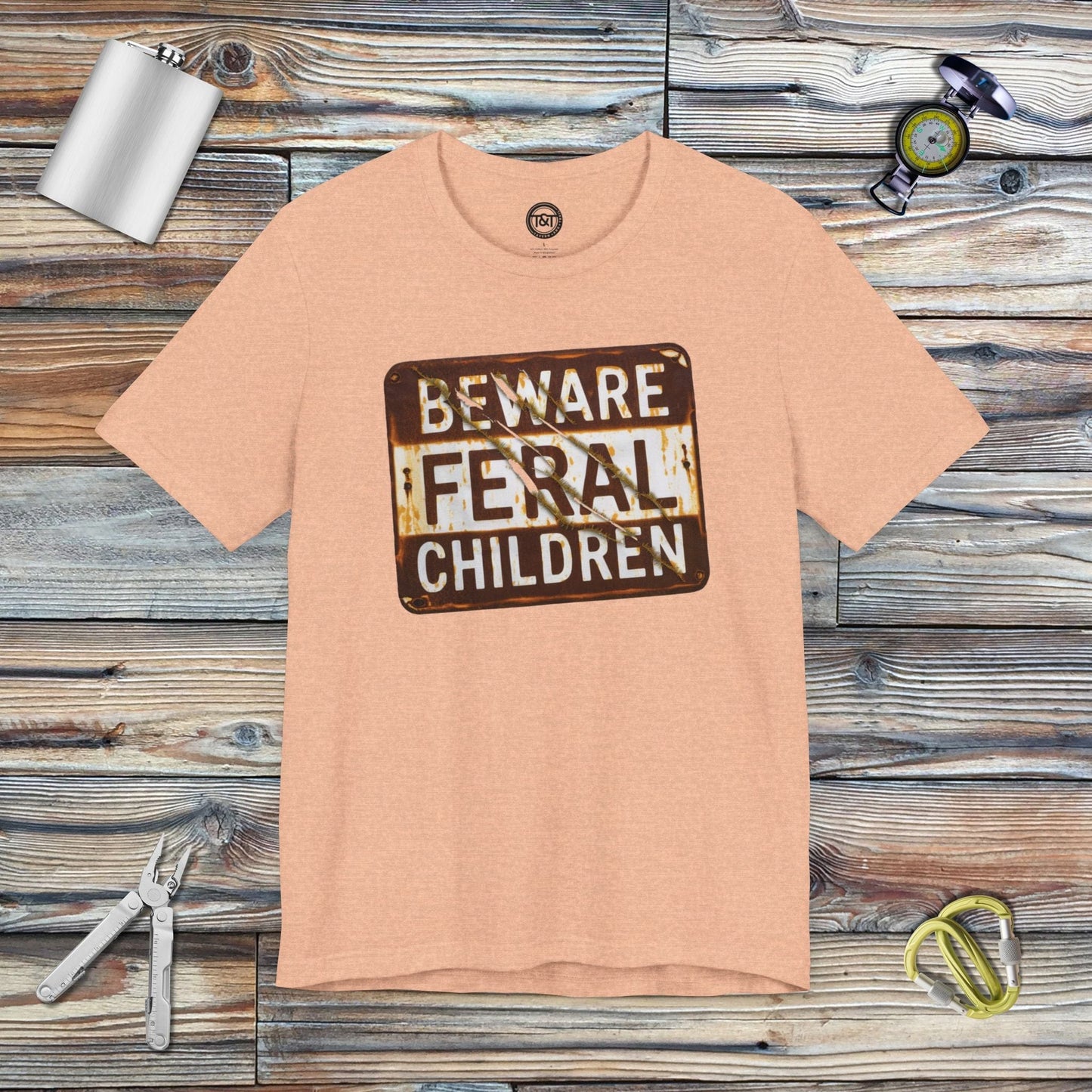 Tavern and Trail T-Shirt Feral Children T-Shirt Heather Peach / S