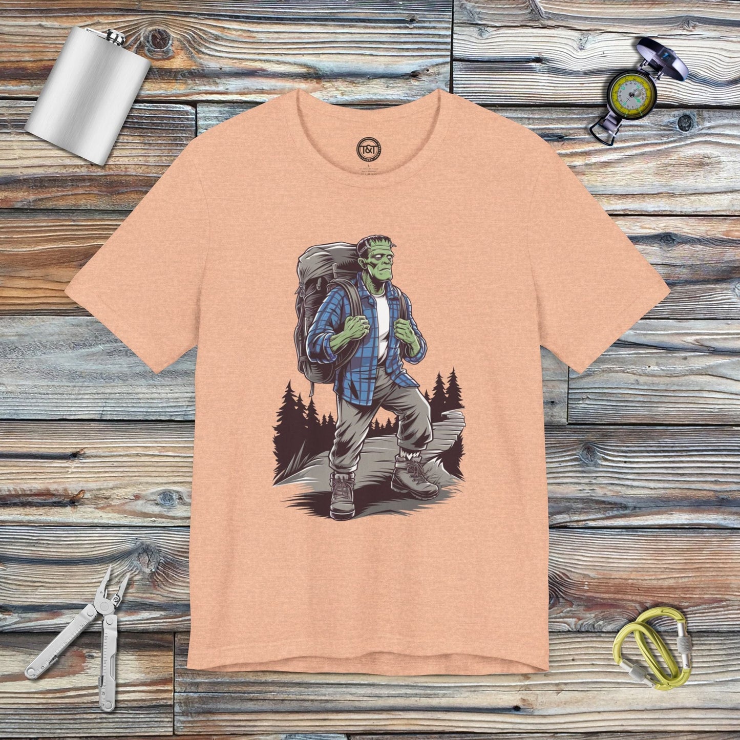 Tavern and Trail T-Shirt Frankenstein's Trekker T-Shirt Heather Peach / S