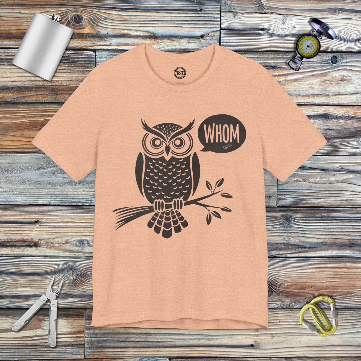 Tavern and Trail T-Shirt Grammar Owl T-Shirt Heather Peach / S