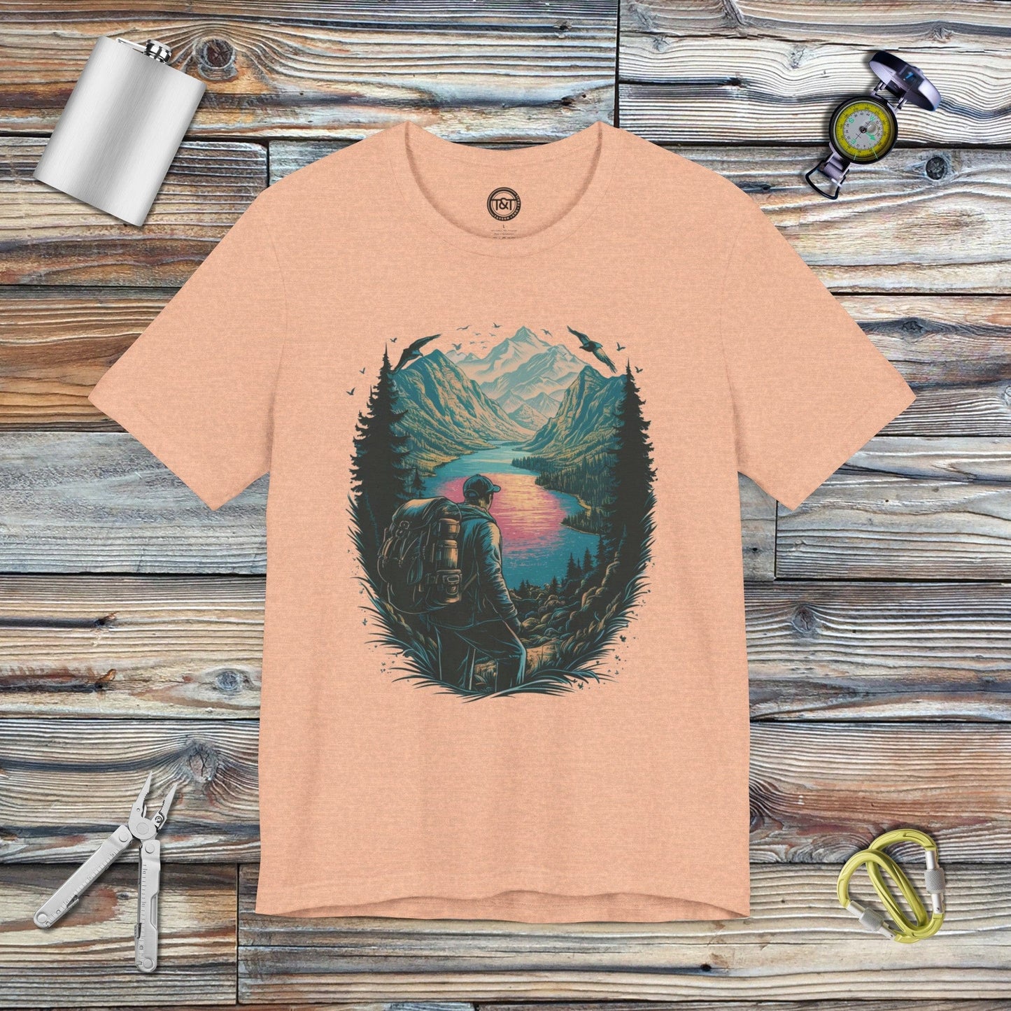 Tavern and Trail T-Shirt Hidden Lake T-Shirt Heather Peach / S