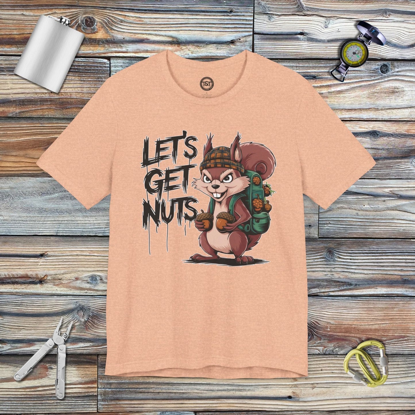 Tavern and Trail T-Shirt Let's Get Nuts T-Shirt Heather Peach / S