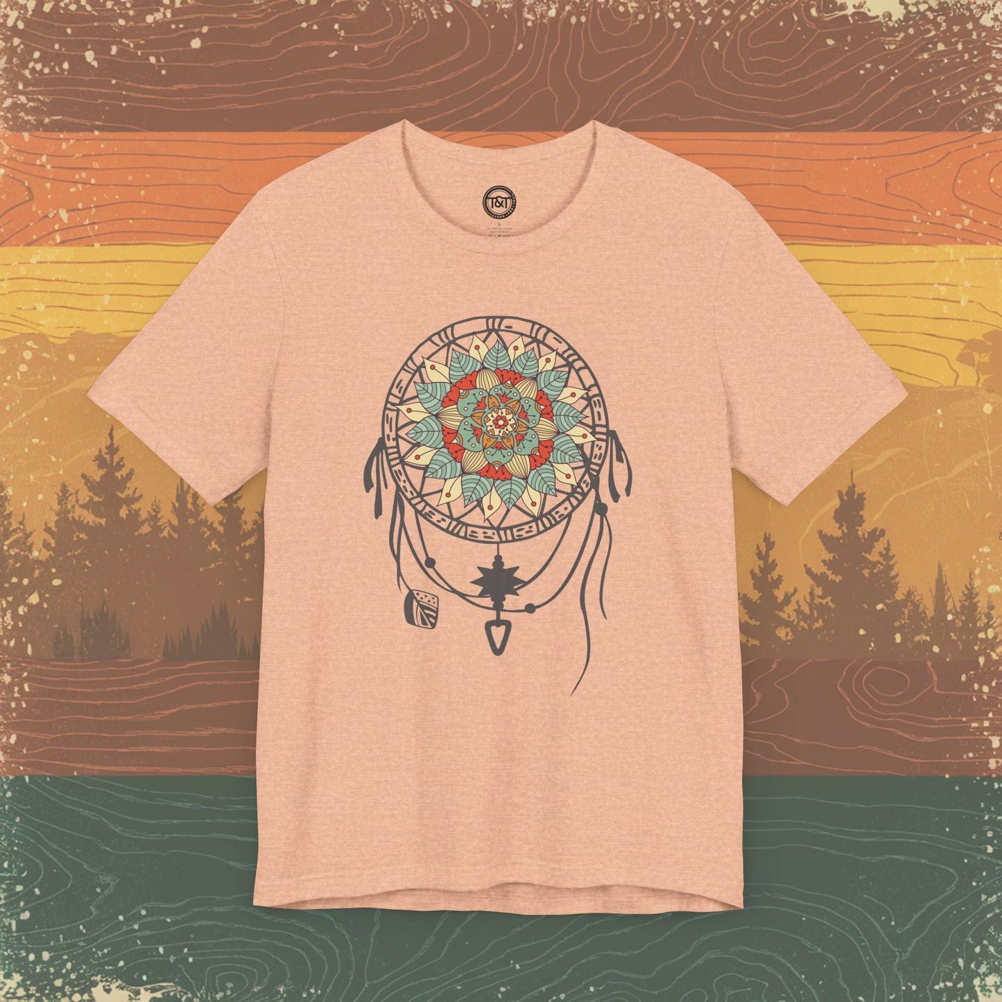 Tavern and Trail T-Shirt Mandala Dream Catcher (Gen 1) T-Shirt Heather Peach / S
