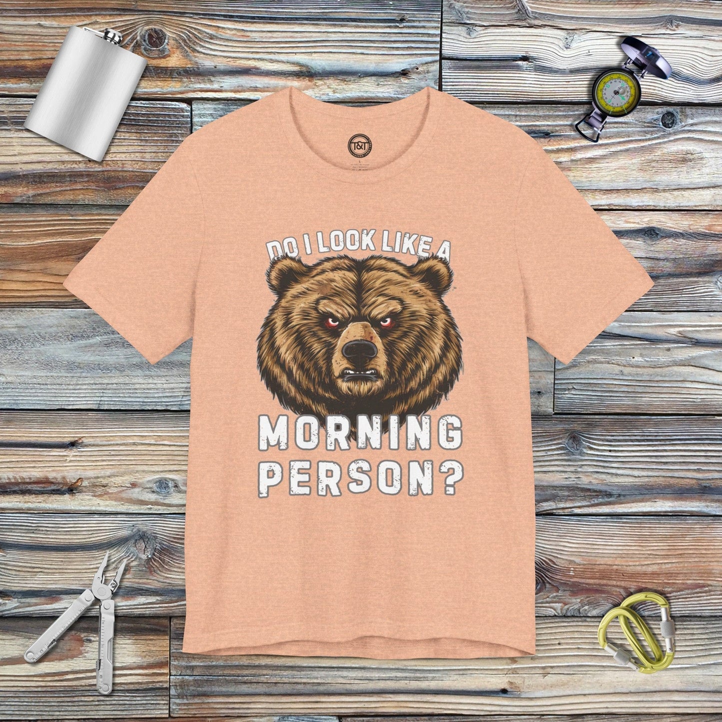 Tavern and Trail T-Shirt Morning Person T-Shirt Heather Peach / S