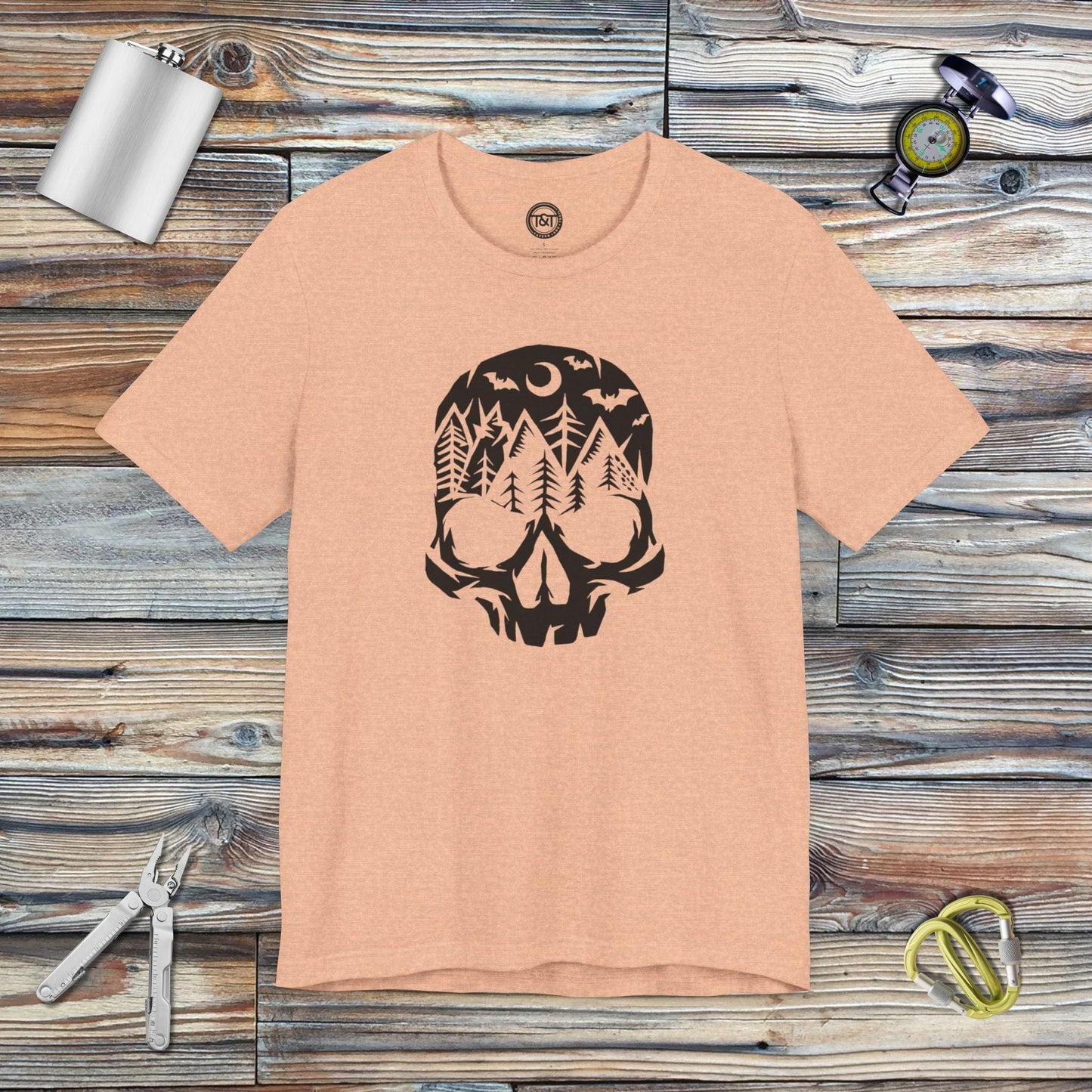 Tavern and Trail T-Shirt Mountain Skull T-Shirt Heather Peach / S