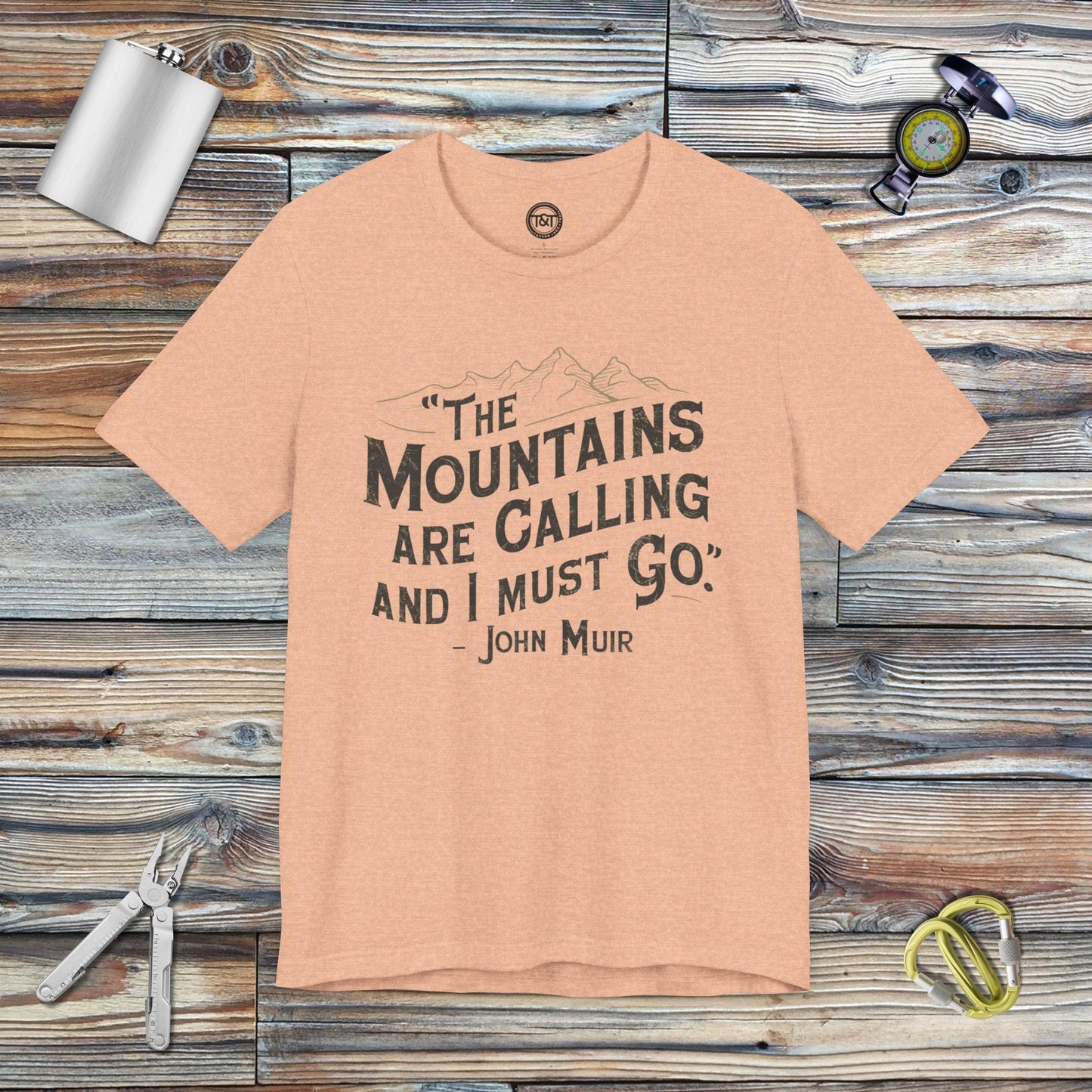 Tavern and Trail T-Shirt Muir Mountains T-Shirt Heather Peach / S